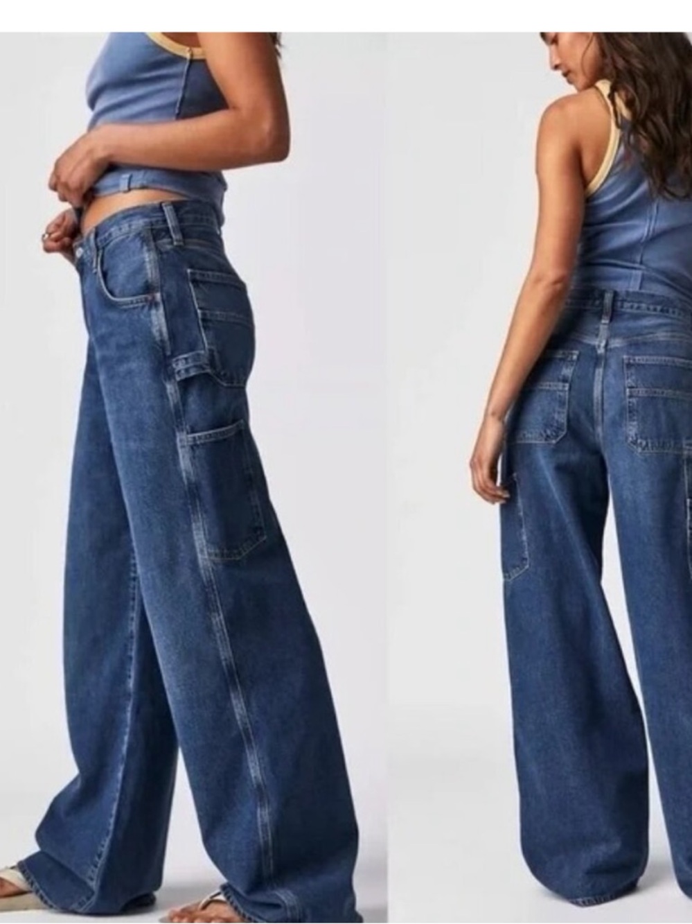 Agolde Dark Blue Wide-Leg Carpenter Jeans size 24